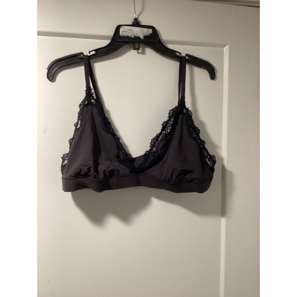 SKIMS Lace Trim Bralette Dark Grey Wireless Triangle Bra 4X Plus‎ Size